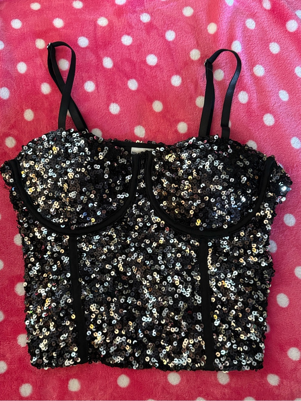 Y2K Black Sequin Bustier Corset Top • Clubwear Party Cami Medium